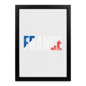 France Flag Distressed Typography - Framed poster (27 × 37 cm) - black - Front