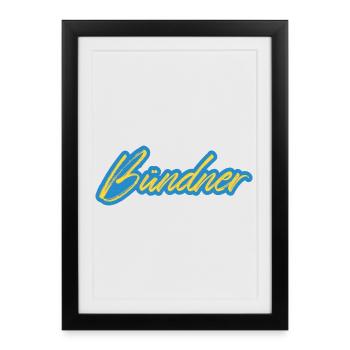 Bündner Schriftzug gelb-blau - Gerahmtes Poster (27 × 37 cm) - Schwarz - Vorne