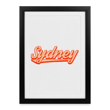 Sydney Retro Script Logo - Framed poster (27 × 37 cm) - black - Front