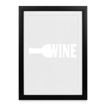 WINE Keep Calm & Drink Wine - Gerahmtes Poster (27 × 37 cm) - Schwarz - Vorne
