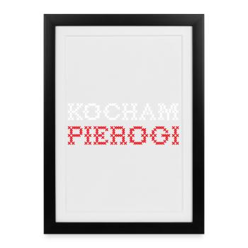 Ich liebe Piroggen Pierogi Polska Polen Flagge - Gerahmtes Poster (27 × 37 cm) - Schwarz - Vorne