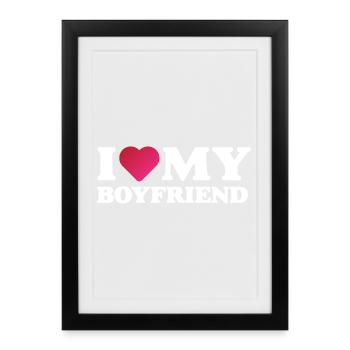 J’aime mon petit ami - Affiche encadrée (27 × 37 cm) - noir - Devant