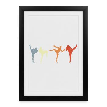 Vintage Kickboxer - Gerahmtes Poster (27 × 37 cm) - Schwarz - Vorne