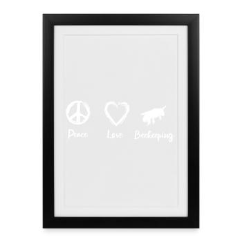 Peace Love Beekeeping - Gerahmtes Poster (27 × 37 cm) - Schwarz - Vorne