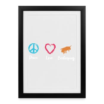 Frieden Liebe Imkerei - Gerahmtes Poster (27 × 37 cm) - Schwarz - Vorne