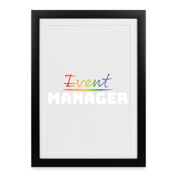 Tshirt fuer CSD LGBT Event Manager white - Gerahmtes Poster (27 × 37 cm) - Schwarz - Vorne