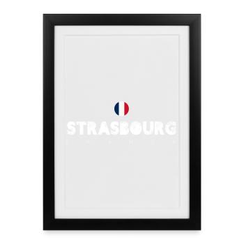 Strasbourg Distressed Flag Typography - Framed poster (27 × 37 cm) - black - Front