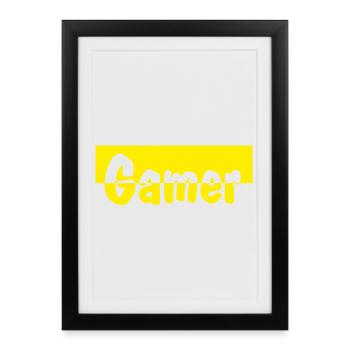 Gamer - Gerahmtes Poster (27 × 37 cm) - Schwarz - Vorne