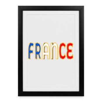 Lettrage France Europe - Affiche encadrée (27 × 37 cm) - noir - Devant
