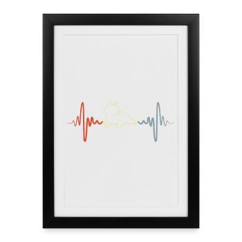Cat Pulse Pulse Vintage Look - Affiche encadrée (27 × 37 cm) - noir - Devant