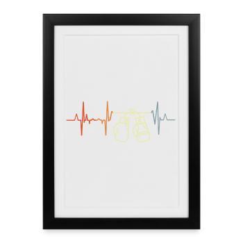 Vintage Boxer Cardiogram - Framed poster (27 × 37 cm) - black - Front