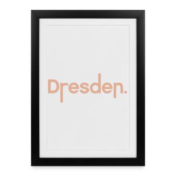 Dresde Typographie Dresde City Font Logo - Affiche encadrée (27 × 37 cm) - noir - Devant