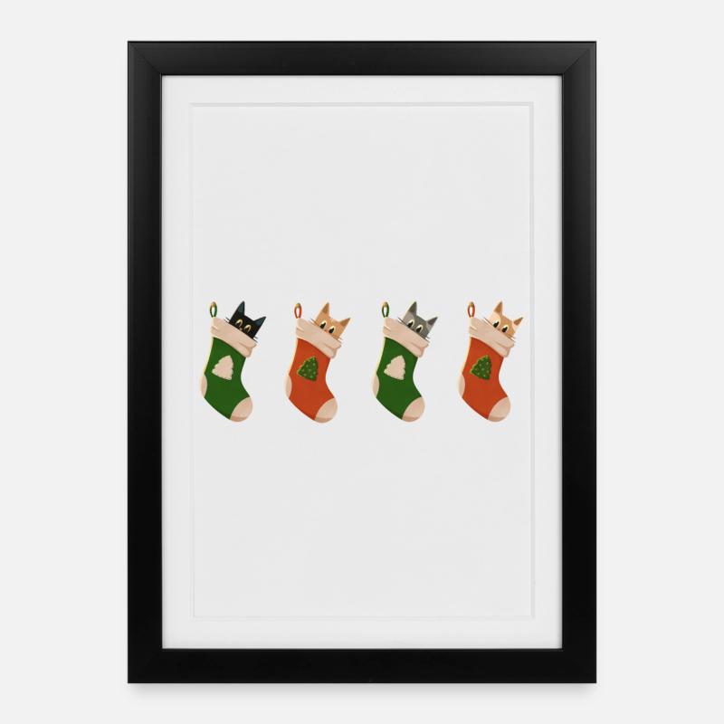 Katzen in Stiefeln - Gerahmtes Poster (27 × 37 cm) - Schwarz