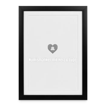 Numismate avec cœur et loupe - Affiche encadrée (27 × 37 cm) - noir - Devant