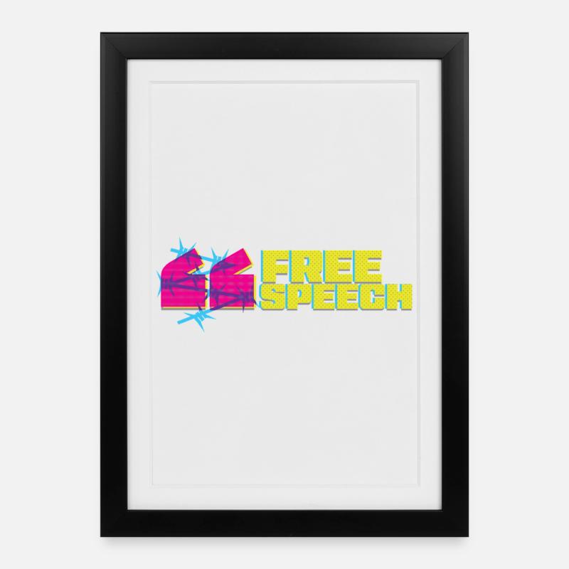 Lebendiges Graffiti-T-Shirt-Design mit freier Rede - Gerahmtes Poster (27 × 37 cm) - Schwarz