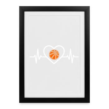 Basketball Cœur Sport - Affiche encadrée (27 × 37 cm) - noir - Devant