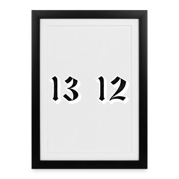 Chiffres gothiques jumeaux 13 12 - Affiche encadrée (27 × 37 cm) - noir - Devant