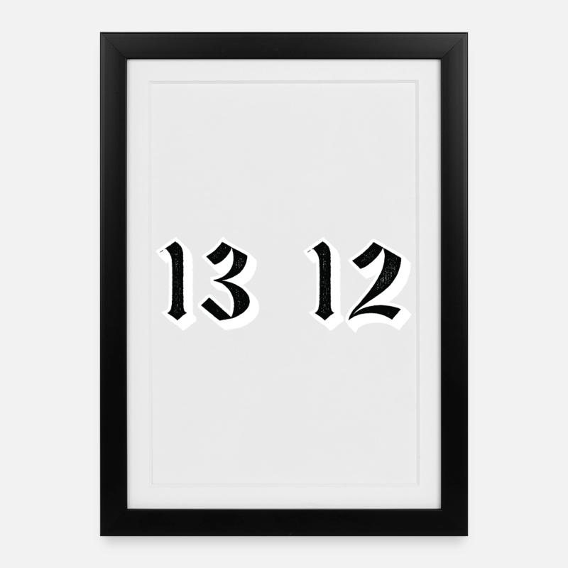 Gotische Zwillingsziffern 13 12 - Gerahmtes Poster (27 × 37 cm) - Schwarz