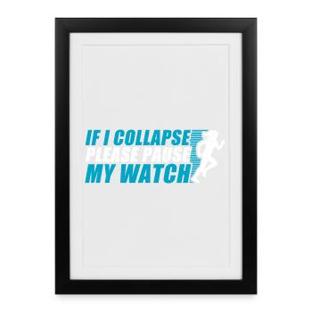 Si je m’effondre drôle course à pied coureur de jogging - Affiche encadrée (27 × 37 cm) - noir - Devant