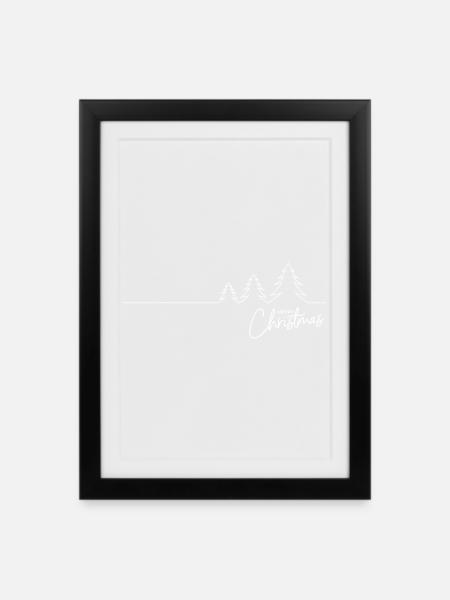 Frohe Weihnachten Weihnachtsbaum Minimalistisch - Indrammet plakat (27 × 37 cm) - sort