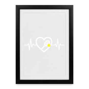 Tennis Heart Racquet Ball Sport Passion - Framed poster (27 × 37 cm) - black - Front