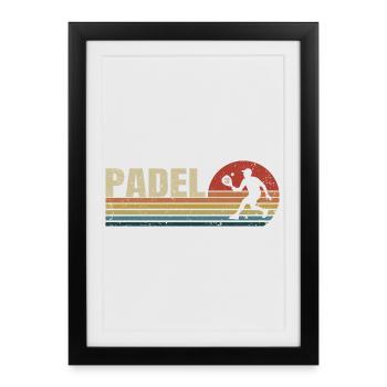 Padel Retro Sunset - Framed poster (27 × 37 cm) - black - Front