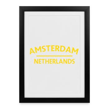 Textdesign Amsterdam – Pays-Bas - Affiche encadrée (27 × 37 cm) - noir - Devant