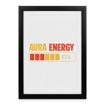 Aura Energy 67 Meme Funny Gen Alpha Six Seven 67 - Affiche encadrée (27 × 37 cm) - noir - Devant