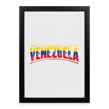 Venezuela en Typo Tricolore - Affiche encadrée (27 × 37 cm) - noir - Devant