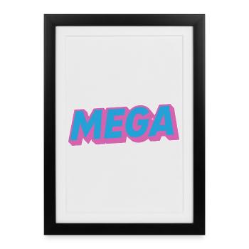 Mega lettering oldschoo retro 90s 80s - Framed poster (27 × 37 cm) - black - Front