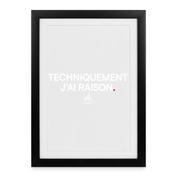 TECHNIQUEMENT J’AI RAISON. | Humour - Affiche encadrée (27 × 37 cm) - noir - Devant