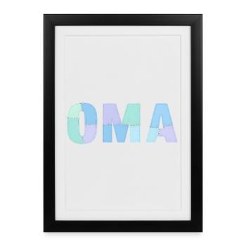 Idée de cadeau patchwork pour la fête des mères de grand-mère - Affiche encadrée (27 × 37 cm) - noir - Devant