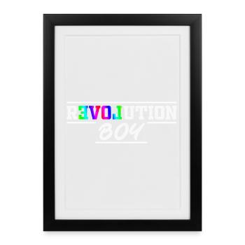 Graphique texte de la fierté arc-en-ciel de Revolution Boy - Affiche encadrée (27 × 37 cm) - noir - Devant