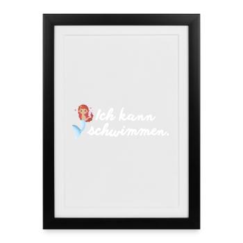 Ich kann schwimmen Meerjungfrau Cartoon - Gerahmtes Poster (27 × 37 cm) - Schwarz - Vorne
