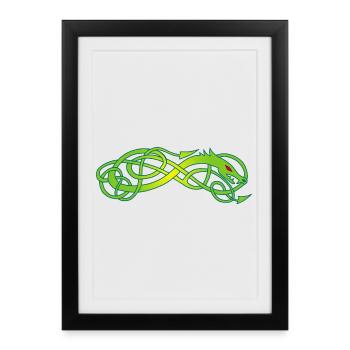 Celtic green snake - Framed poster (27 × 37 cm) - black - Front