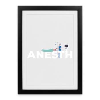 Anesth Cadeau Médecin Iade Infirmière anesthésiste - Affiche encadrée (27 × 37 cm) - noir - Devant