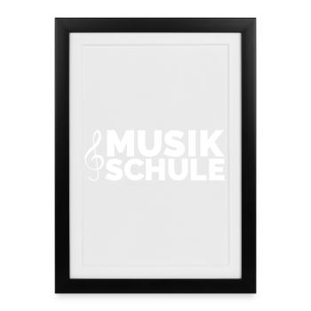Musikschule Musik Unterricht lernen Piano Gitarre - Gerahmtes Poster (27 × 37 cm) - Schwarz - Vorne