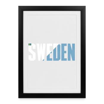 Typographie du drapeau gras de la Suède - Affiche encadrée (27 × 37 cm) - noir - Devant