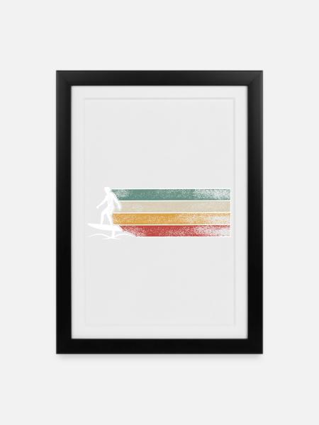 Hydroptère Surf Surf Surfer Hydroptère Surfen - Affiche encadrée (27 × 37 cm) - noir