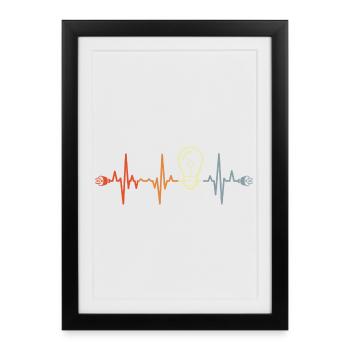 My heart beats for electricity - Framed poster (27 × 37 cm) - black - Front