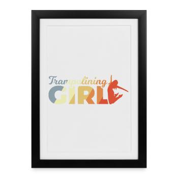 Drôle de fille trampoline - Affiche encadrée (27 × 37 cm) - noir - Devant