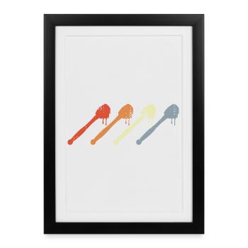 Cuillère au miel vintage - Affiche encadrée (27 × 37 cm) - noir - Devant