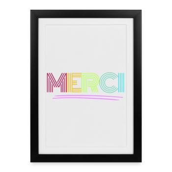 MERCI - Merci - Arc-en-ciel - Merci - Affiche encadrée (27 × 37 cm) - noir - Devant