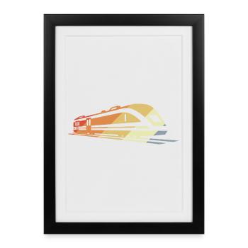 Train Sketch Vintage - Framed poster (27 × 37 cm) - black - Front