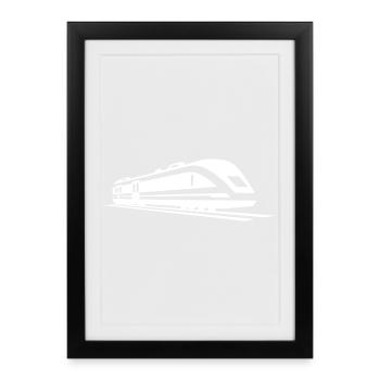Zug Zeichnung - Gerahmtes Poster (27 × 37 cm) - Schwarz - Vorne