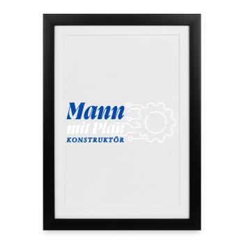 Mann mit Plan - Konstruktör, Konstrukteur - Gerahmtes Poster (27 × 37 cm) - Schwarz - Vorne