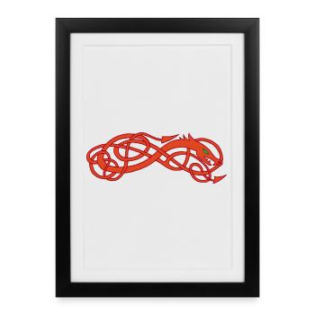 Serpent celte rouge - Affiche encadrée (27 × 37 cm) - noir - Devant