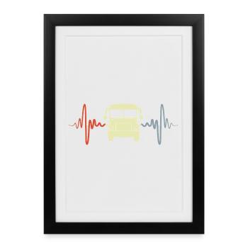 Vintage Bus ECG - Affiche encadrée (27 × 37 cm) - noir - Devant