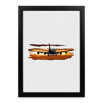 Avion de ligne - Affiche encadrée (27 × 37 cm) - noir - Devant