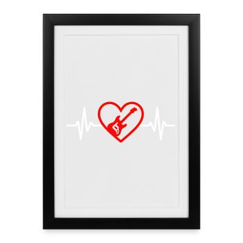 Energetic Guitar Heart - Framed poster (27 × 37 cm) - black - Front